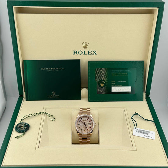Day-Date Rose Gold Rainbow Diamond Pave Dial Diamond Bezel (2025) image 1