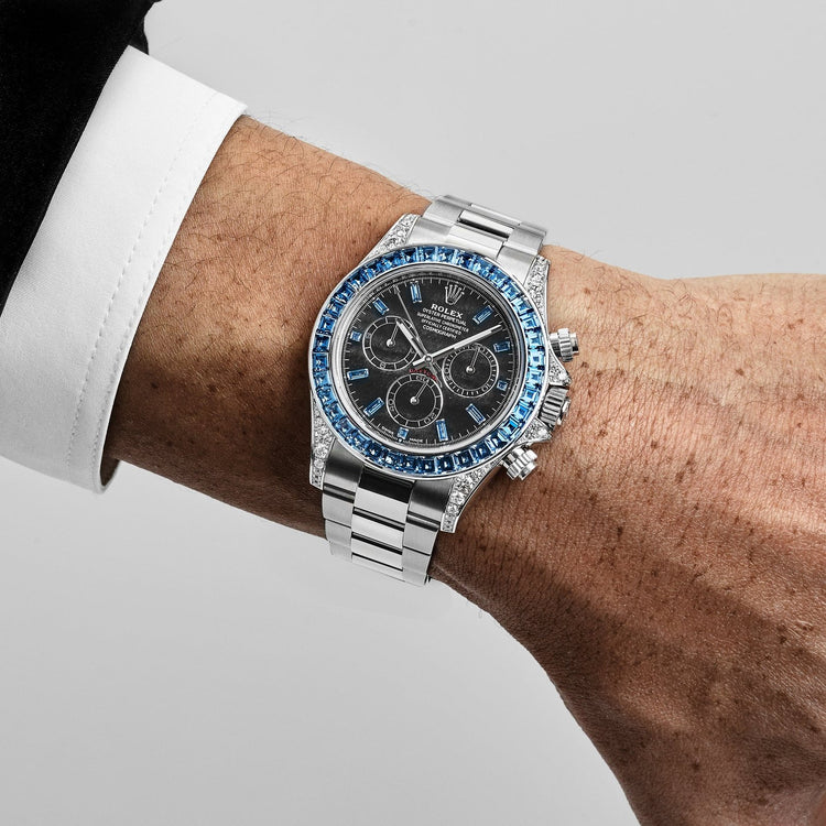Daytona White Gold Silver Sheen Obsidian Dial Sapphire Bezel (2025) image 13