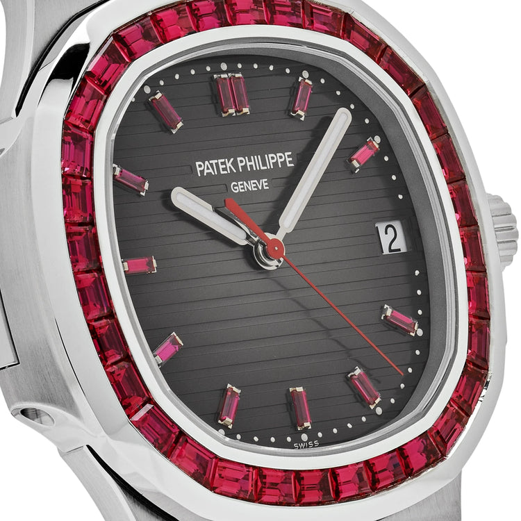 Nautilus Platinum Grey Dial Ruby Bezel image 6