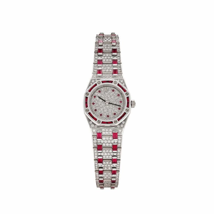 Royal Oak Ladies Vintage White Gold Diamond & Ruby Quartz (1997) image 0