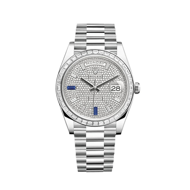 Day-Date Platinum Diamond Bezel Diamond-Paved Sapphire Dial (2024) image 0