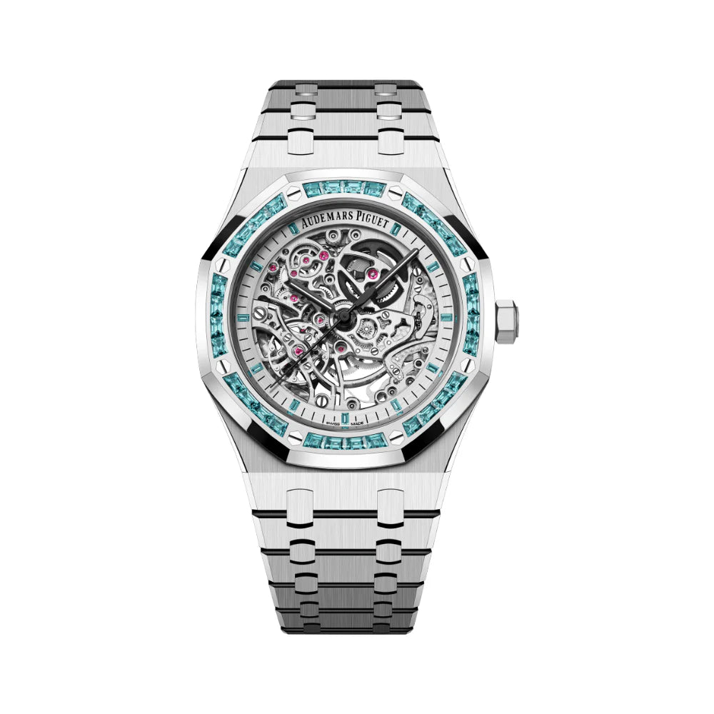 Royal Oak Double Balance Wheel Openworked White Gold Topaz Bezel image 0