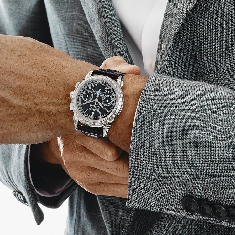 Grand Complications Perpetual Calendar Platinum Black Dial Baguette Bezel image 8