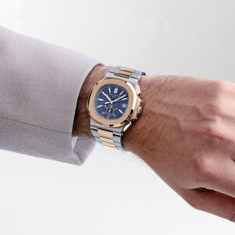 Nautilus Chronograph Stainless Steel Rose Gold Blue Dial (2019) image 5