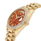 Day-Date Yellow Gold Carnelian Diamond Roman Numerals Dial Diamond Bezel image 4