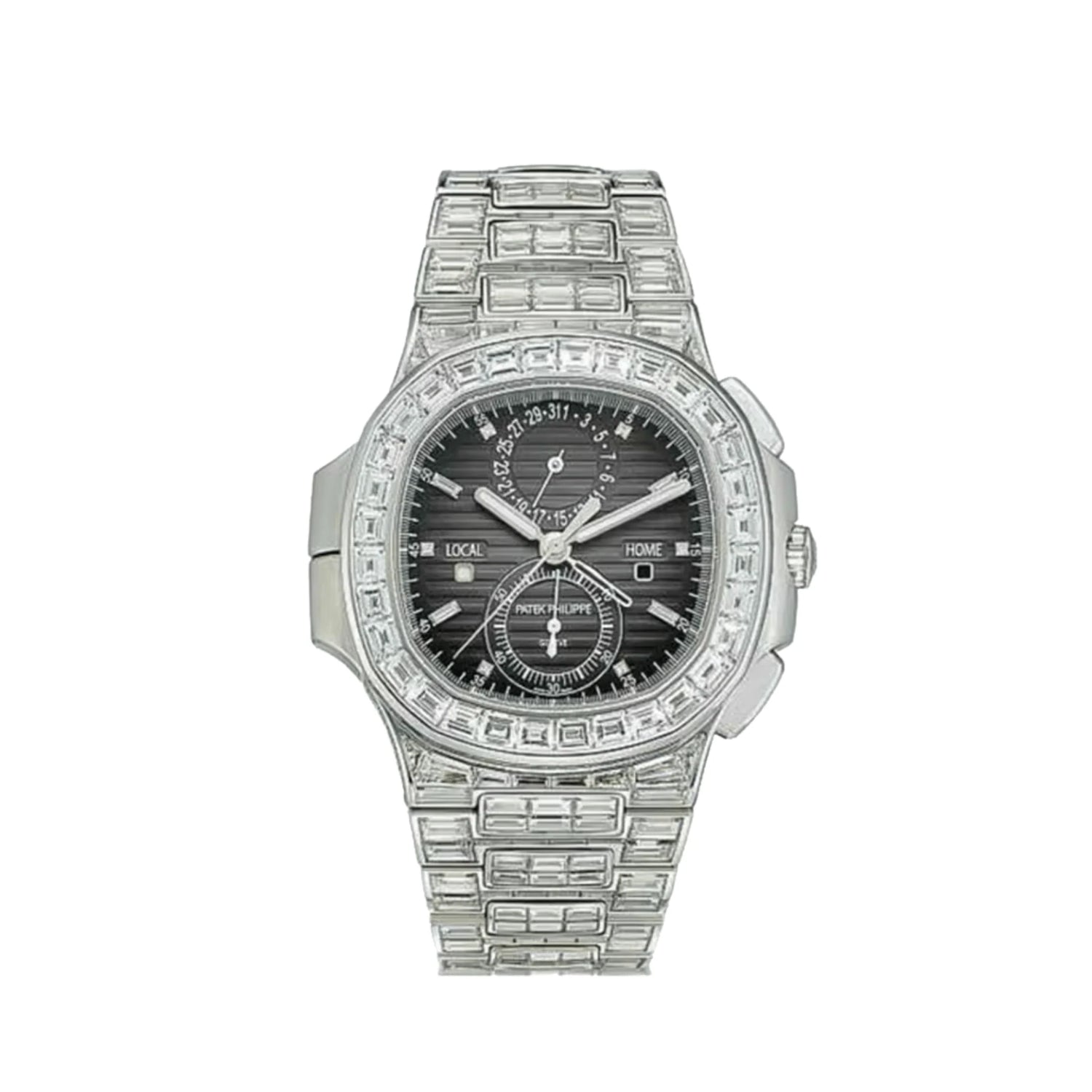 Nautilus Flyback Chronograph White Gold Black Dial Diamond Set image 0
