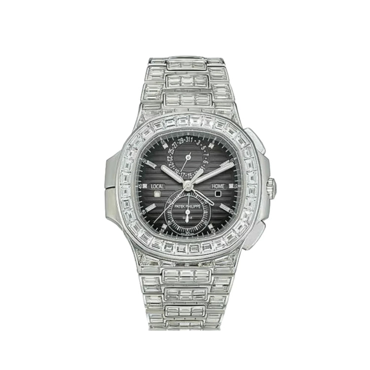 Nautilus Flyback Chronograph White Gold Black Dial Diamond Set image 0