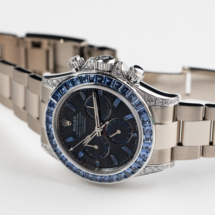 Daytona White Gold Silver Sheen Obsidian Dial Sapphire Bezel (2025) image 3