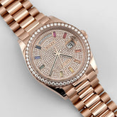 Day-Date  Rose Gold Rainbow Diamond Pave Dial Diamond Bezel (2025) image 9