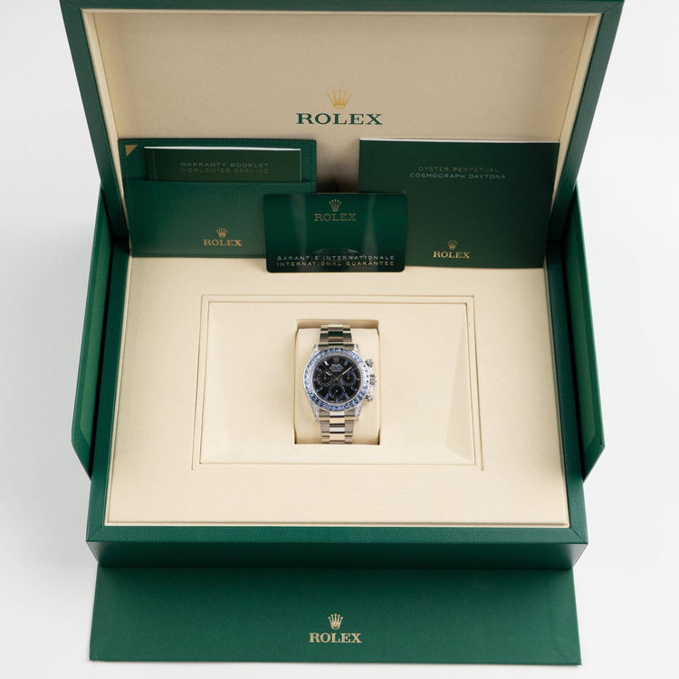 Daytona White Gold Silver Sheen Obsidian Dial Sapphire Bezel (2025) image 10