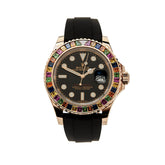 Yacht-Master Rose Gold Black Dial Rainbow Bezel image 0