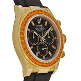 Daytona Yellow Gold Orange Sapphire Bezel Black Diamond Dial image 2