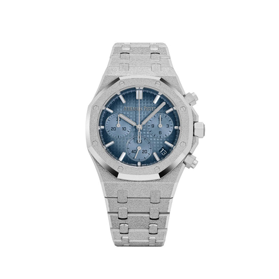 Royal Oak Chronograph Frosted White Gold Blue Dial image 0