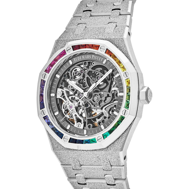 Royal Oak Double Balance Wheel Rainbow Bezel Frosted White Gold image 1