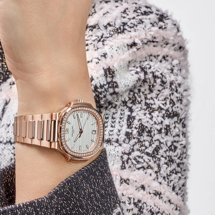 Nautilus Ladies Rose Gold Diamond Bezel Silver Dial (2026) image 1