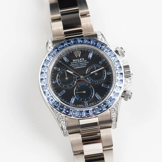 Daytona White Gold Silver Sheen Obsidian Dial Sapphire Bezel (2025) image 1