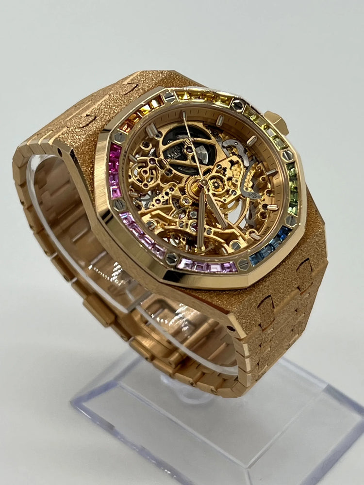 Royal Oak Openworked Frosted Rose Gold Rainbow Bezel image 4