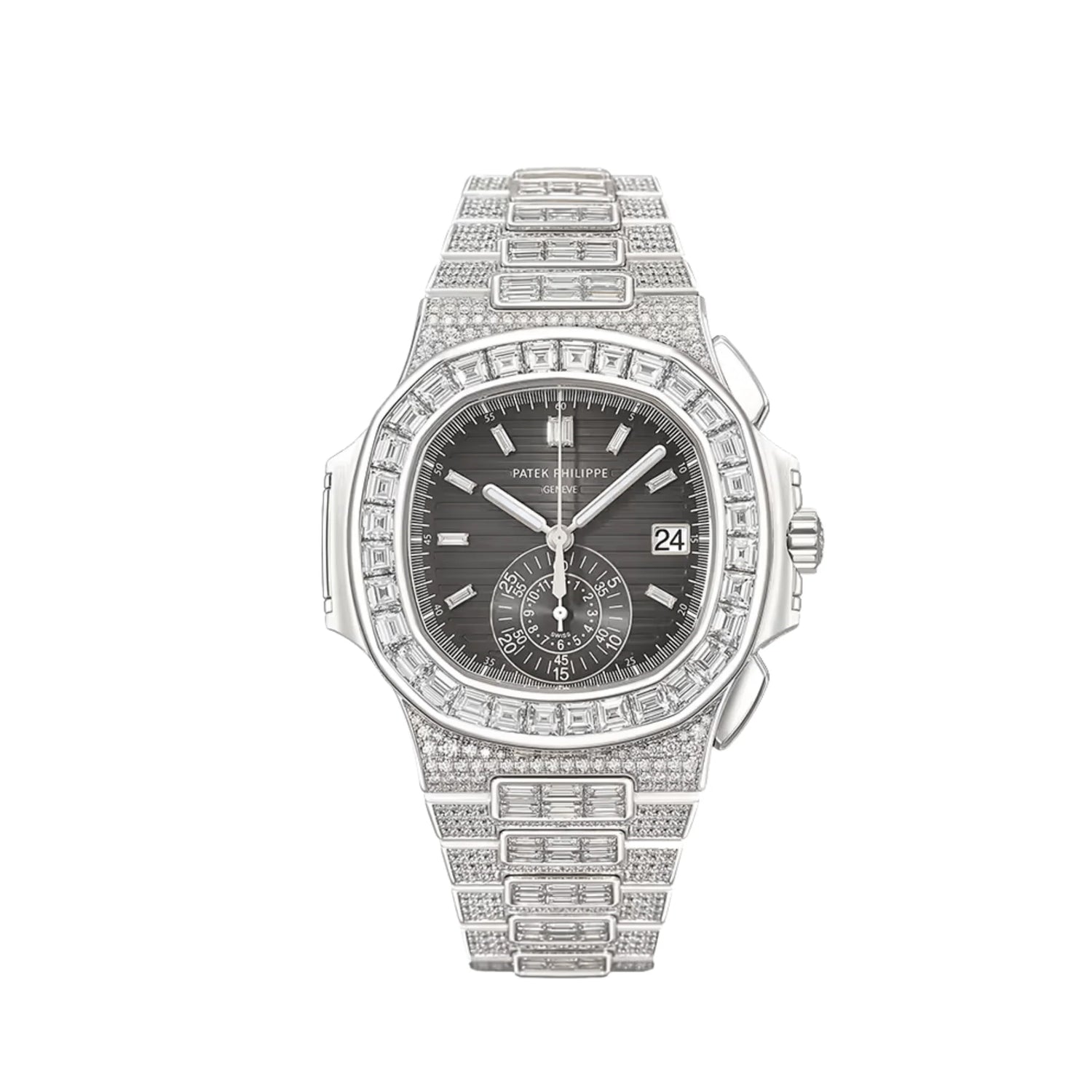 Nautilus Chronograph White Gold Black Dial Diamond Set image 0