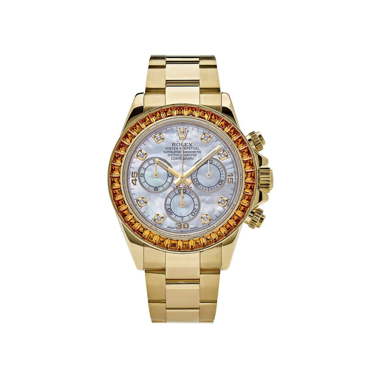 Daytona Yellow Gold Sapphire Bezel Mother Of Pearl Dial image 0