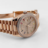 Day-Date  Rose Gold Rainbow Diamond Pave Dial Diamond Bezel (2025) image 7