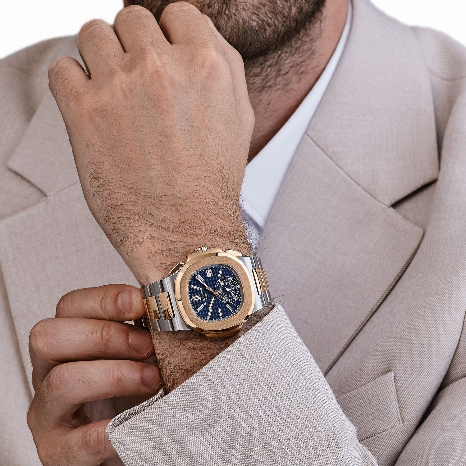 Nautilus Chronograph Stainless Steel Rose Gold Blue Dial (2019) image 4