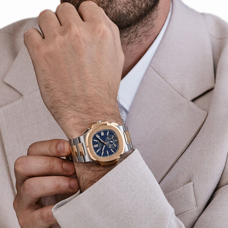 Nautilus Chronograph Stainless Steel Rose Gold Blue Dial (2019) image 4