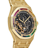 Royal Oak Frosted Yellow Gold Double Balance Wheel Rainbow Bezel image 2