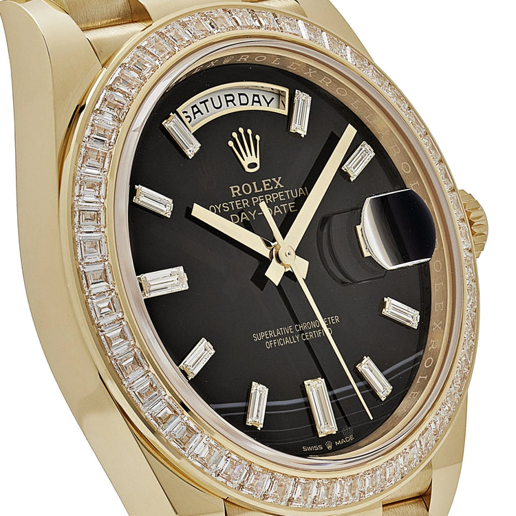 Day-Date Yellow Gold Onyx Baguette Diamond Dial Baguette Bezel image 7
