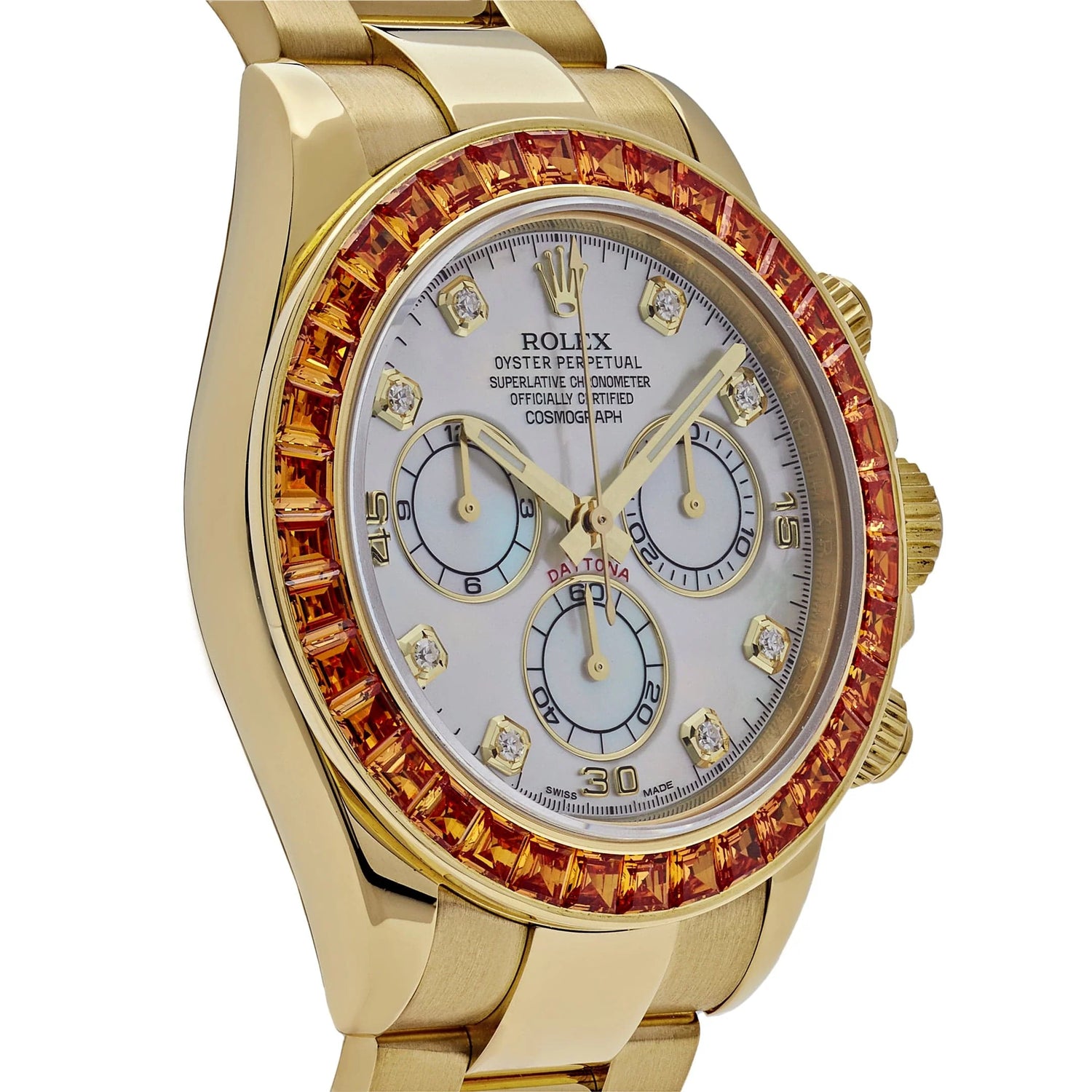 Daytona Yellow Gold Sapphire Bezel Mother Of Pearl Dial image 2