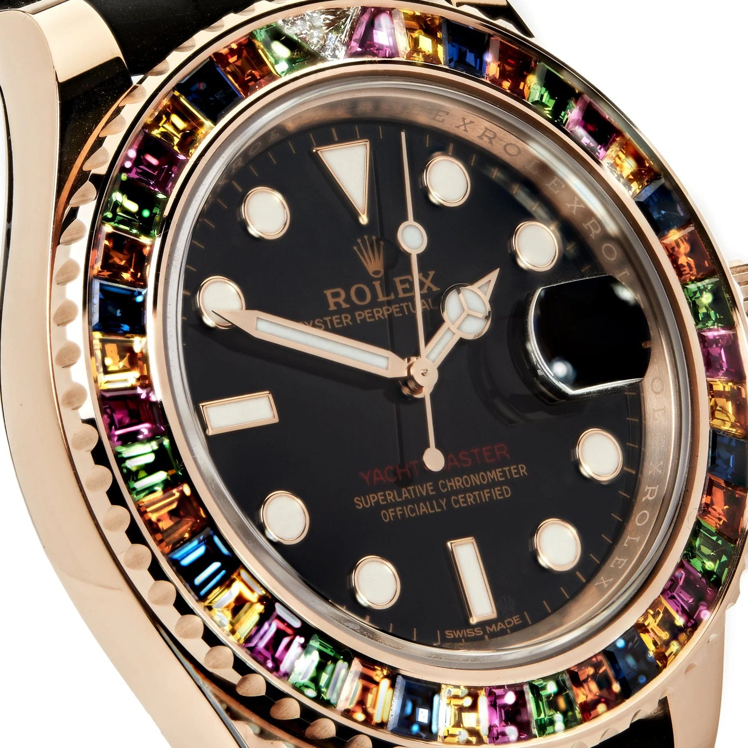 Yacht-Master Rose Gold Black Dial Rainbow Bezel image 2