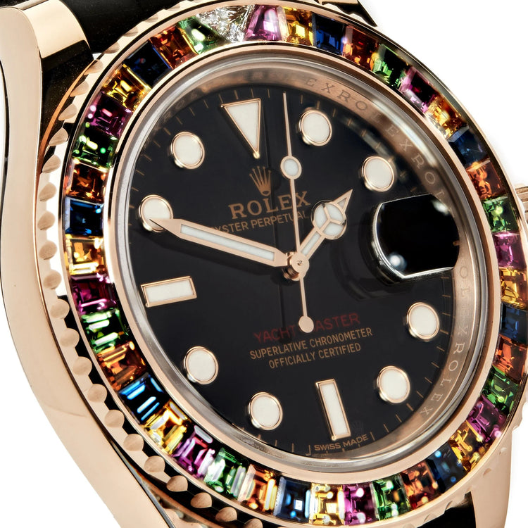 Yacht-Master Rose Gold Black Dial Rainbow Bezel image 2