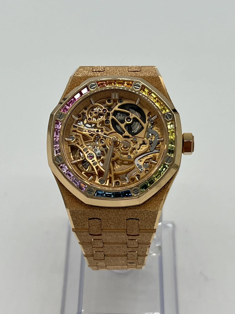 Royal Oak Openworked Frosted Rose Gold Rainbow Bezel image 1