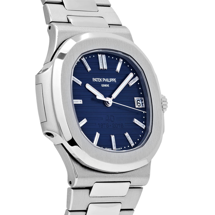 Nautilus 40th Anniversary Platinum Blue Diamond Baguette Dial Limited Edition image 5