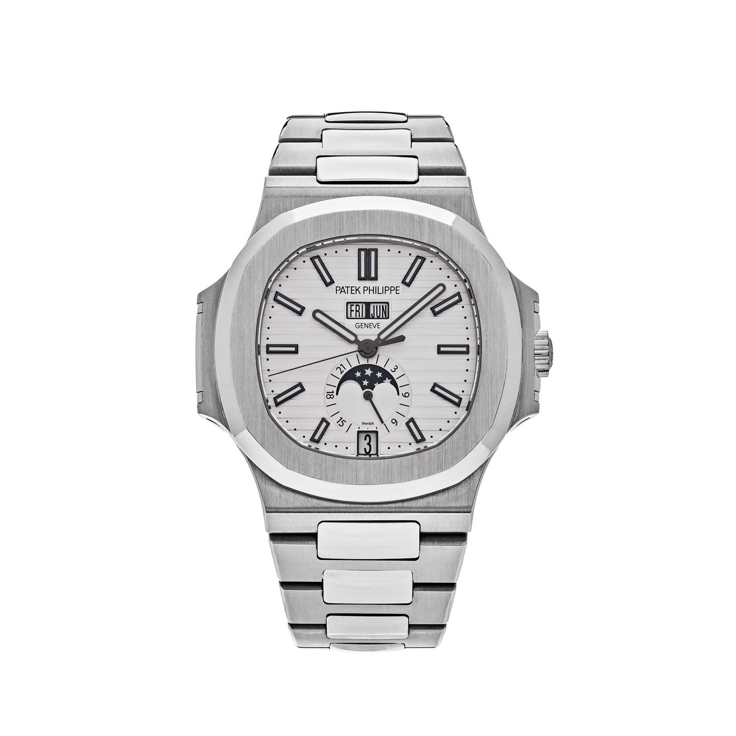 Nautilus Annual Calendar Moon Phases Stainless Steel White Dial image 0