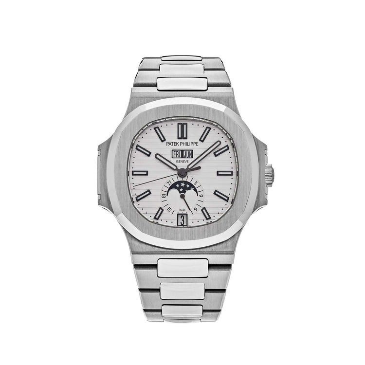 Nautilus Annual Calendar Moon Phases Stainless Steel White Dial image 0