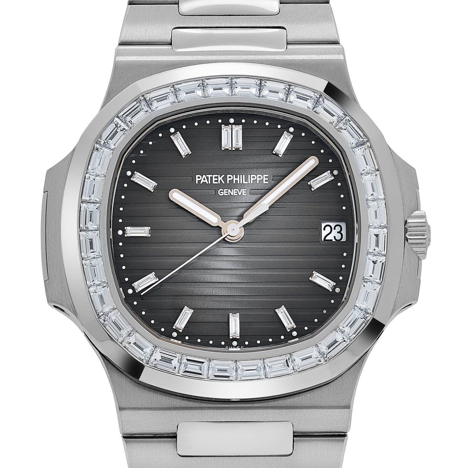 Nautilus Platinum Grey Diamond Baguette Dial Diamond Baguette Bezel image 11