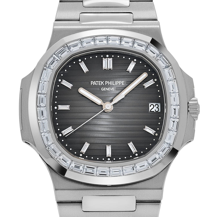 Nautilus Platinum Grey Diamond Baguette Dial Diamond Baguette Bezel image 11