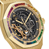 Royal Oak Frosted Yellow Gold Double Balance Wheel Rainbow Bezel image 5