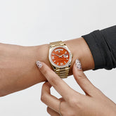 Day-Date Yellow Gold Carnelian Diamond Roman Numerals Dial Diamond Bezel image 6