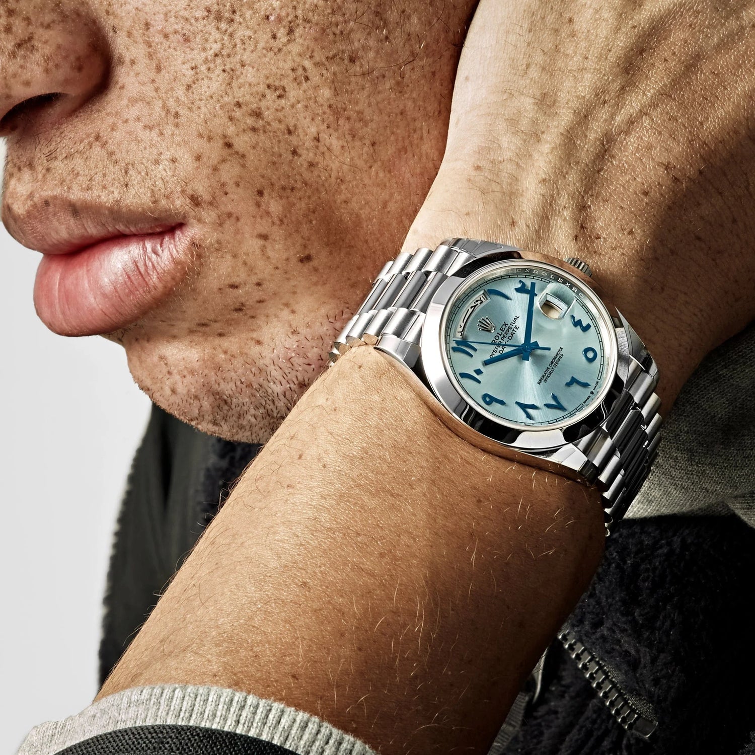Day-Date Platinum Ice Blue Arabic Dial Smooth Dial image 3