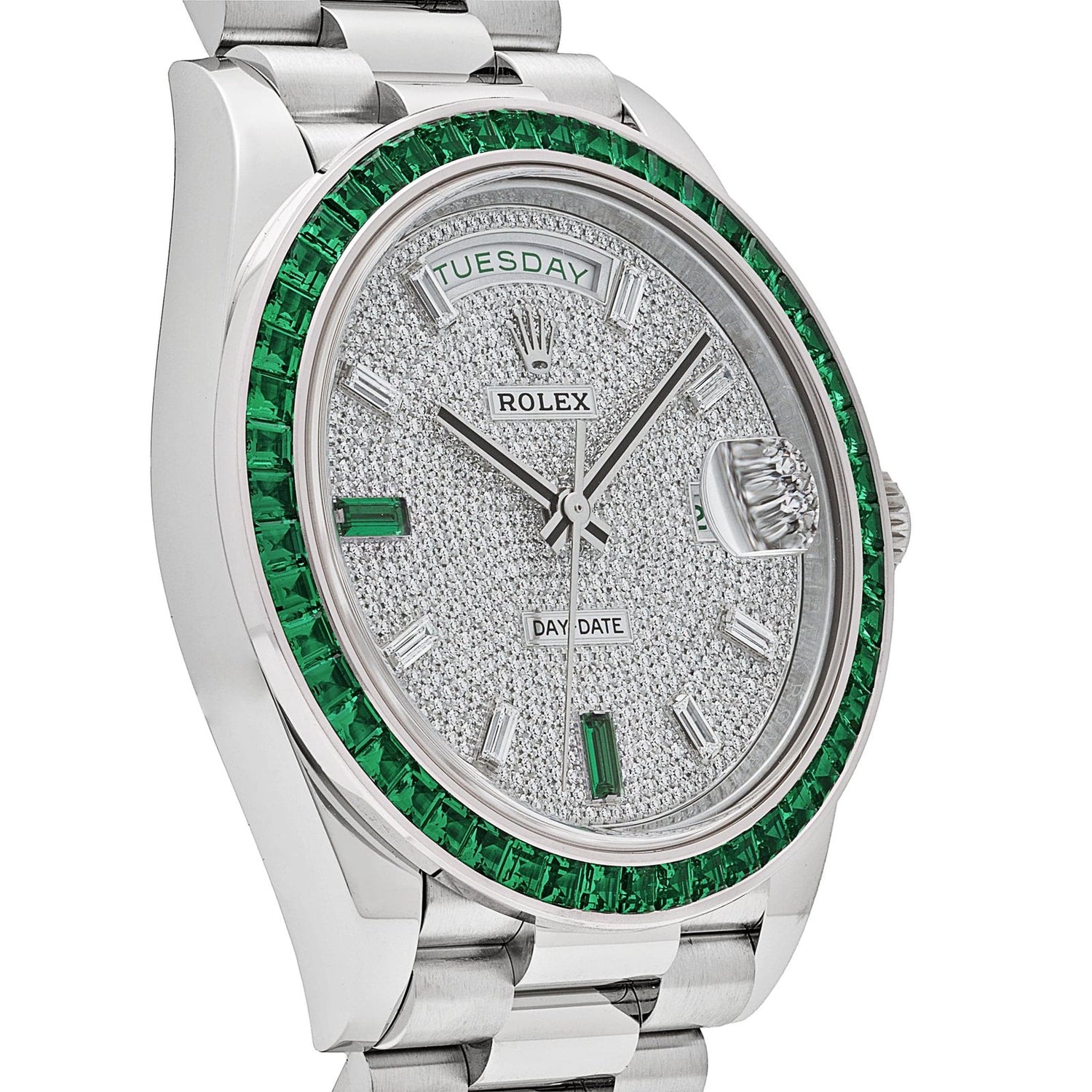 Day-Date Platinum Diamond Dial Emerald Bezel image 6