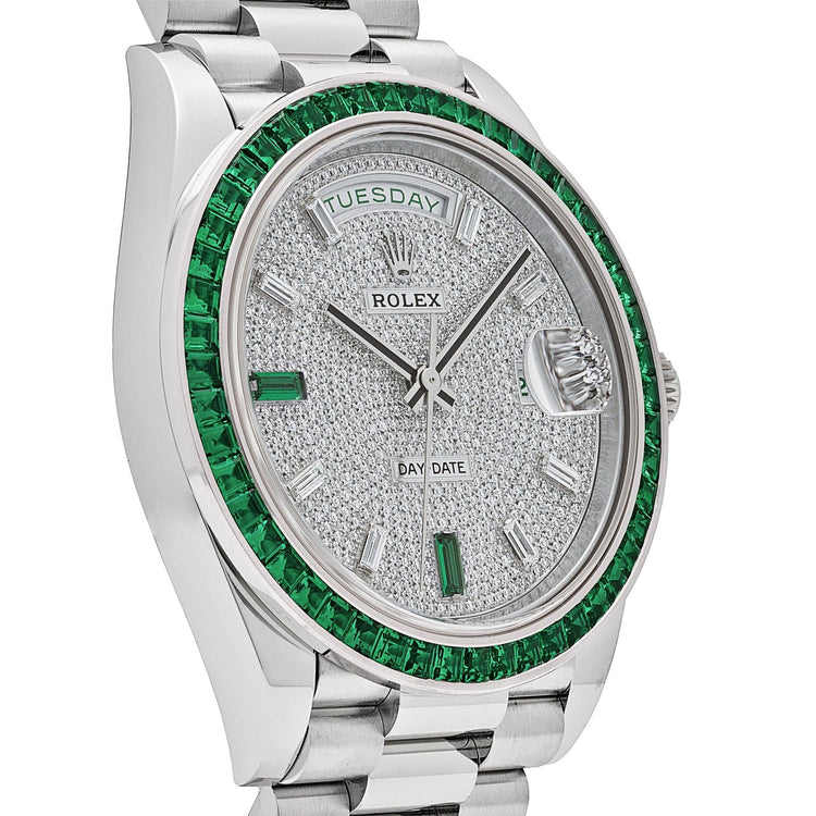 Day-Date Platinum Diamond Dial Emerald Bezel image 6