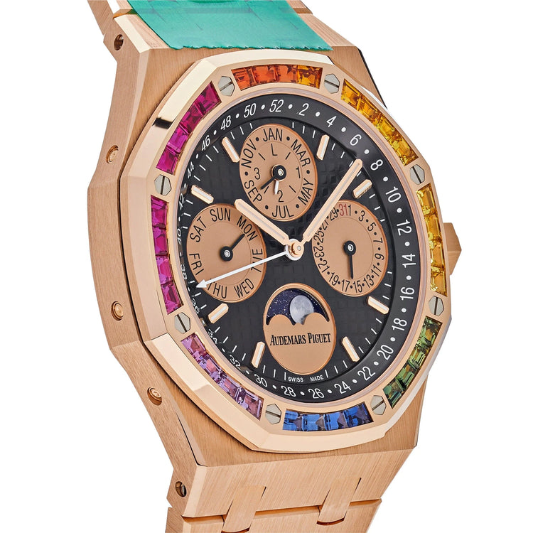 Royal Oak Perpetual Calendar Rose Gold Rainbow Bezel Black Dial Limited Edition image 2