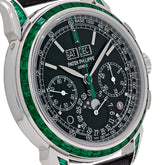 Grand Complications Perpetual Calendar Moon Phases Platinum Emerald Bezel Black Dial image 6