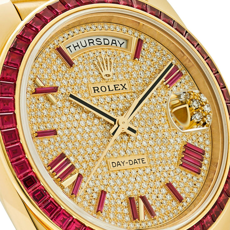 Day-Date Yellow Gold Roman Dial Ruby Bezel image 4