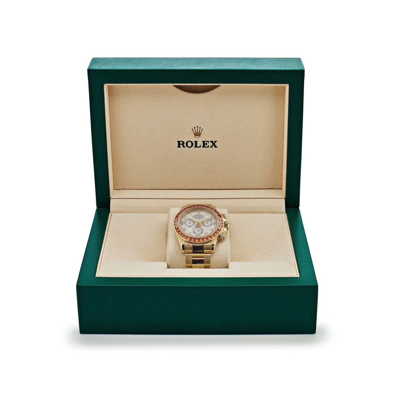 Daytona Yellow Gold Sapphire Bezel Mother Of Pearl Dial image 5