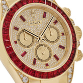 Daytona Yellow Gold Ruby Bezel Diamond Pave Dial image 4