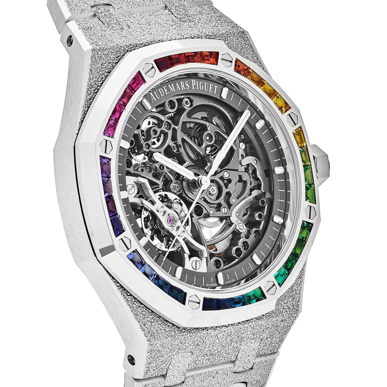 Royal Oak Double Balance Wheel Rainbow Bezel Frosted White Gold image 2