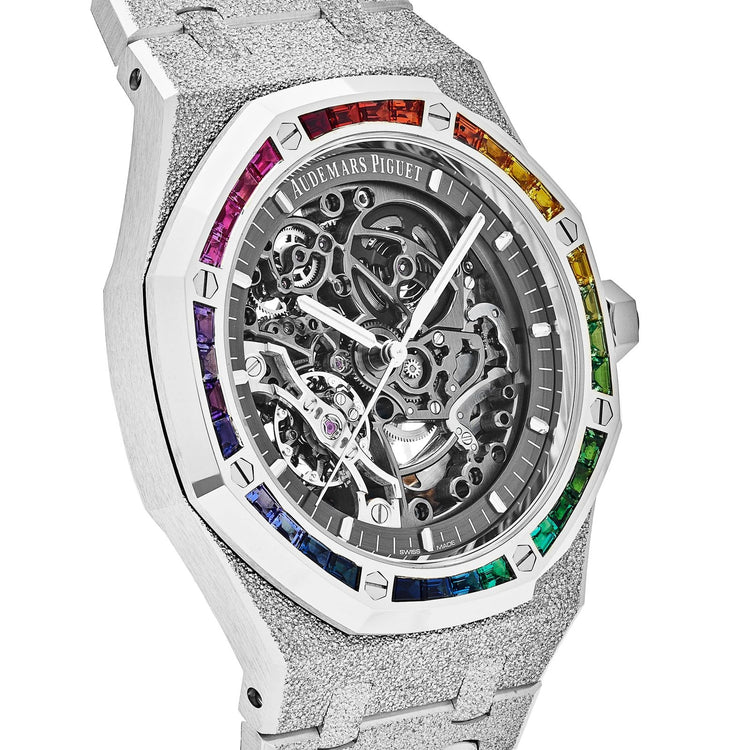 Royal Oak Double Balance Wheel Rainbow Bezel Frosted White Gold image 2