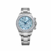 TBR Platinum Ice Blue Arabic Dial Diamond Baguette Bezel image 0